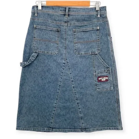 ~DKNY Women's Vintage Y2K Denim Midi Skirt 5 - Picture 2 of 8